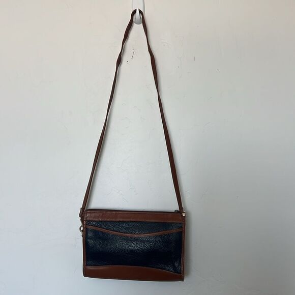 Vintage Partners by Mervyns Leather Shoulder Bag Navy Brown 90s Y2K - Picture 1 of 5